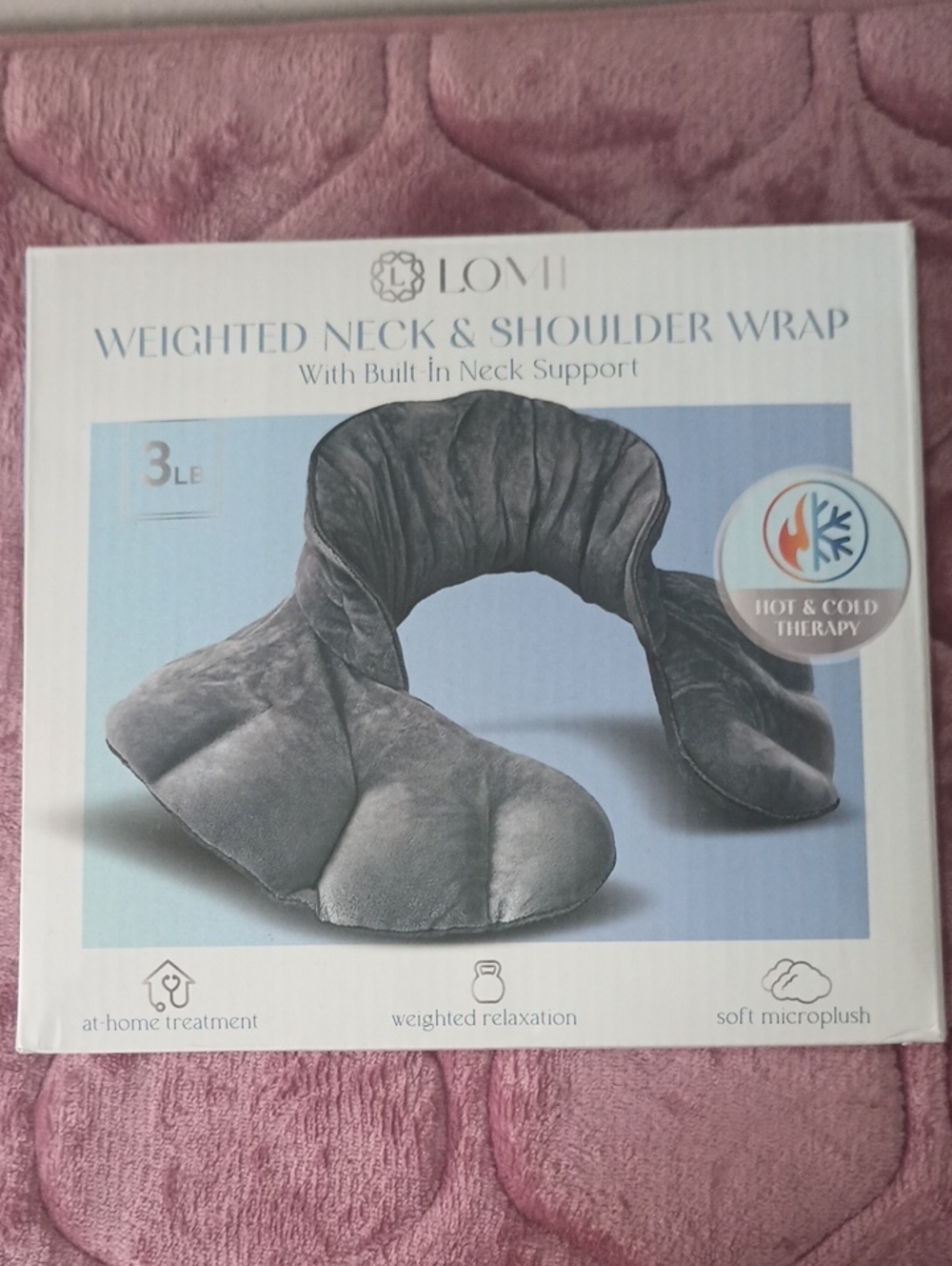 Lomi Gray Microplush Weighted Neck & Shoulder Wrap